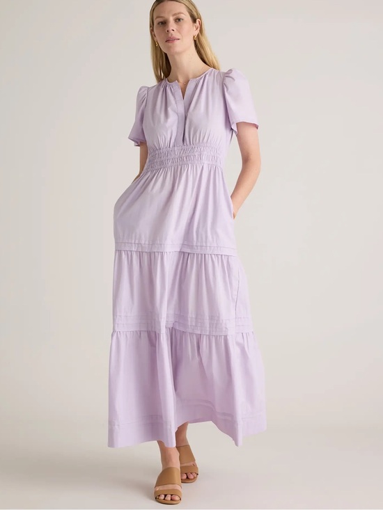 Quince Dresses & Skirts - [Quince] Pastel Lilac 100% Poplin Cotton Tiered Maxi Dress with Pockets
